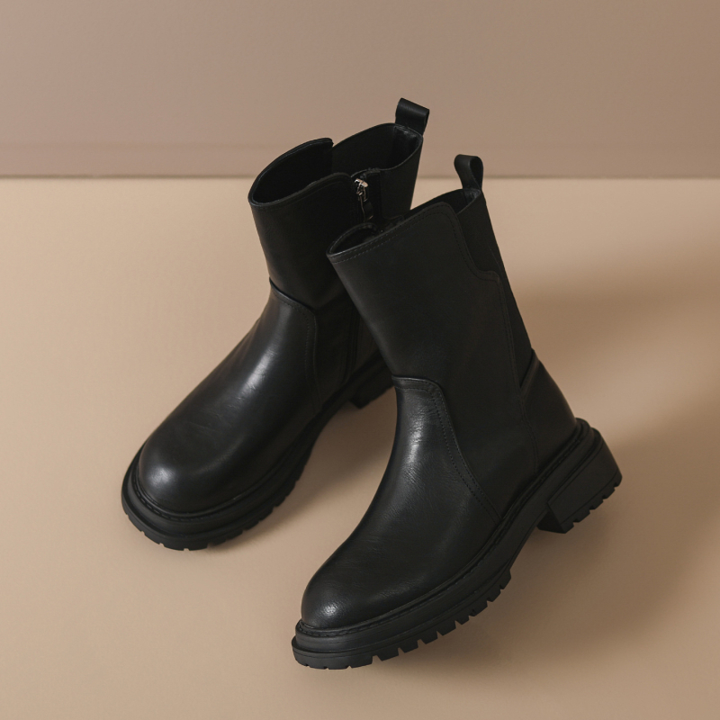 Martin čizme za žene, gornji dio od kože druge klase, gumena potplat, niski potpetica 3-5 cm, bočni zatvarač