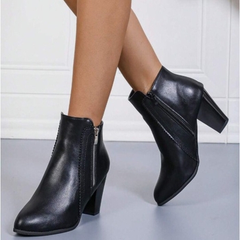 Ženske modne čizme, euro-američki stil, oštar vrh, chunky peta, bočni zatvarač, PU gornji dio
