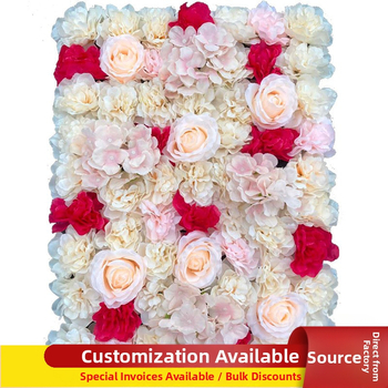 Stena z hodvábnych kvetov - Yuxiang; Materiál: Hodvábne kvety; Variácia: Ruža, Eukalyptus, Camelia; Prispôsobenie: K dispozícii; Účel: Svadobné pozadie, rekvizity na fotografiu