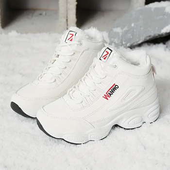 Ženske zimske visokih cipela od umjetne PU kože, s unutarnjim umjetnim krznom, zaobljenim vrhom prsta, debelim PVC potplatom