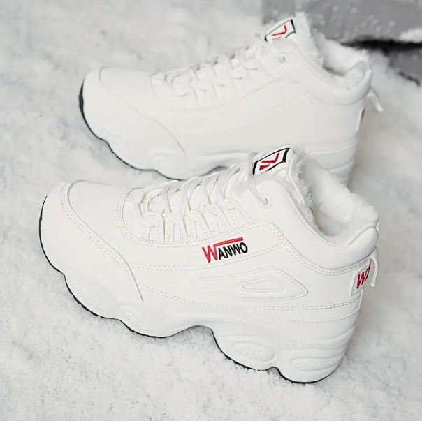 Ženske zimske visokih cipela od umjetne PU kože, s unutarnjim umjetnim krznom, zaobljenim vrhom prsta, debelim PVC potplatom