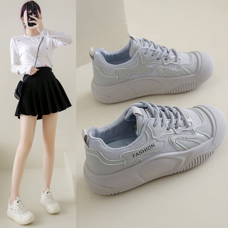 Ženske casual mrežaste tenisice s nízkim profilom, okrugli vrh, PU gornji dio, vezanje, injekcijski oblikovana gumena potplata.