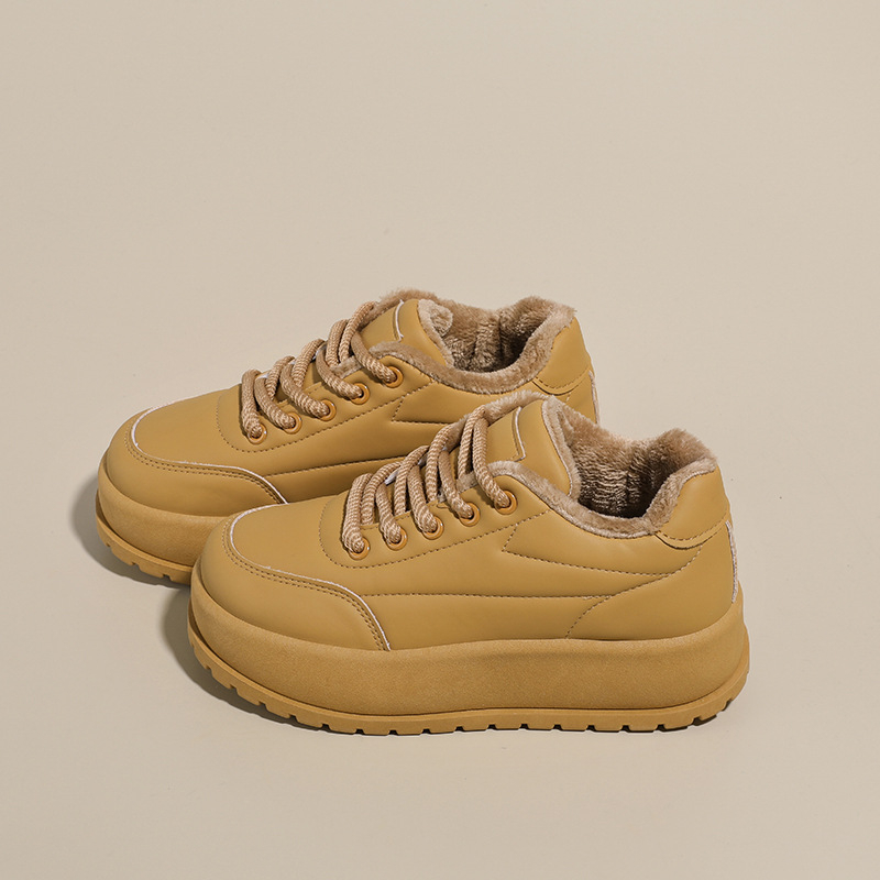 Unisex tenisice od umjetne PU kože, fleece podstava, niski gornji dio, okrugla prst, vezanje, debeli gumeni potplat