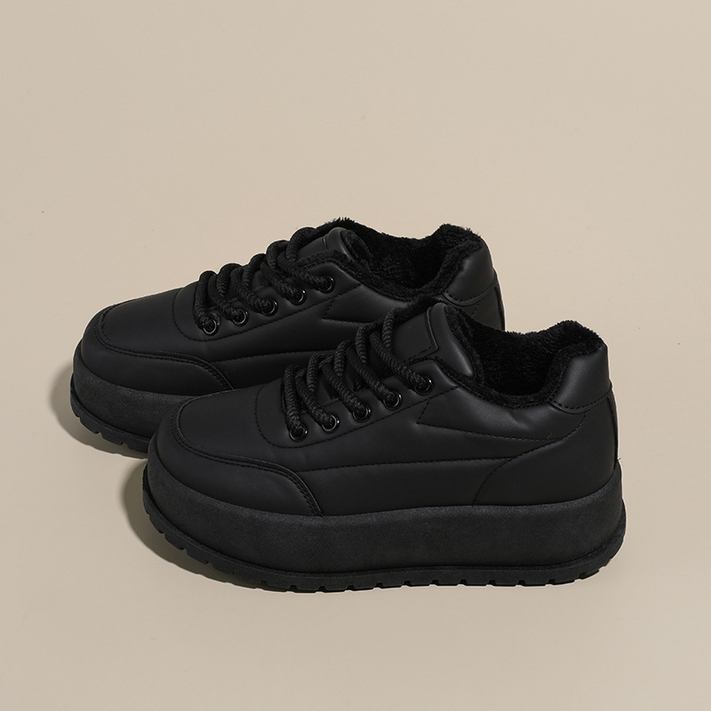 Unisex tenisice od umjetne PU kože, fleece podstava, niski gornji dio, okrugla prst, vezanje, debeli gumeni potplat