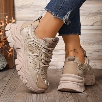 Ženske sportskocasual tenisice s PU gornjim dijelom, okrugli vrh prsta, gumeni đon, srednja visina pete 3-5 cm, visok dio 3-7 cm