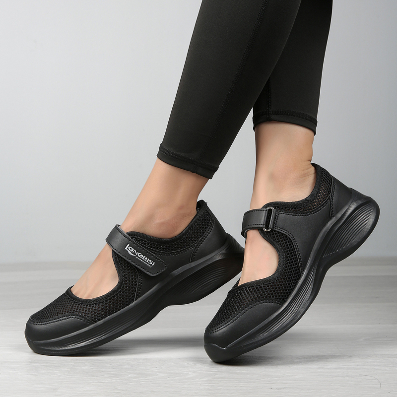 Ženske mrežaste casual tenisice s PU gornjim dijelom, prozračna mreža u unutrašnjosti, EVA đon, Velcro zatvaranje, niski potpetica