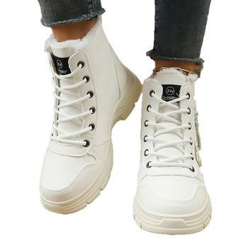 Ženske Martin čizme s krznom iznutra, PU gornji dio, gumeni đon, niski potkoljenica, prednje vezivanje