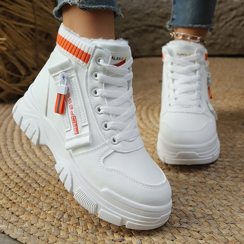 Ženske Martin čizme s krznom iznutra, PU gornji dio, gumeni đon, niski potkoljenica, prednje vezivanje