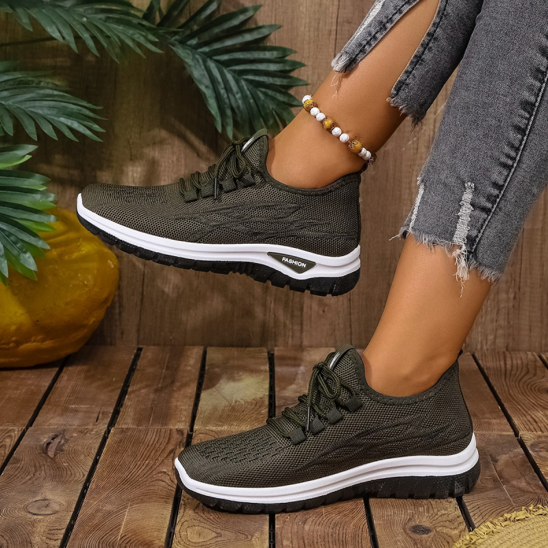 Ženske platforme s prozračnim mrežastim gornjim dijelom, vezanje sprijeda, okrugli vrh, niski potplat