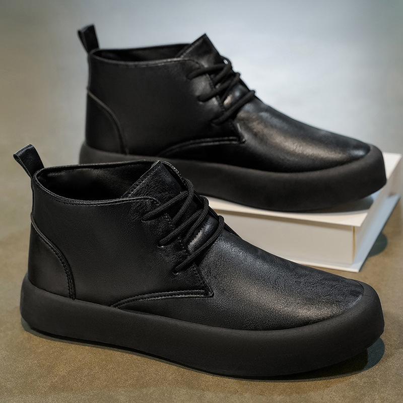 Muške cipele na platformu, PU gornji dio, okrugli prst, ravna peta, outdoor casual stil