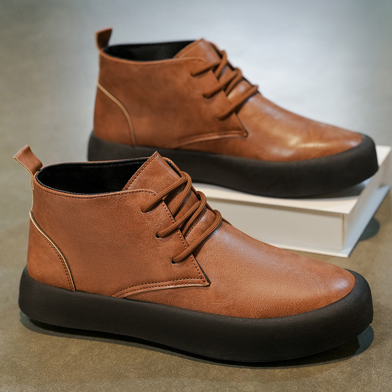 Muške cipele na platformu, PU gornji dio, okrugli prst, ravna peta, outdoor casual stil