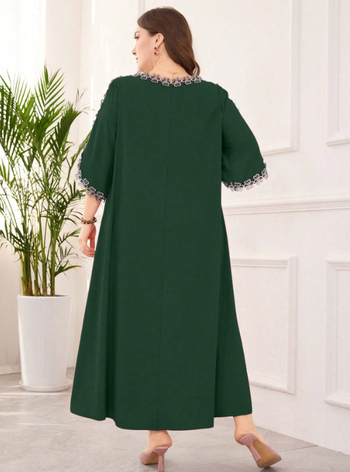 Ruha - 2025 Nyár Patchwork Etno Stílus, Hosszú Ruha Batwing Ujjakkal, Poliészter