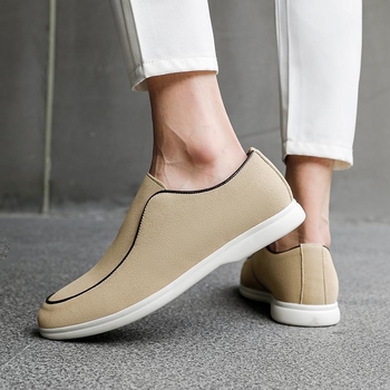 Mužské semišové loafers s gumovou podrážkou, priedušná PU podšívka, na jar a jeseň