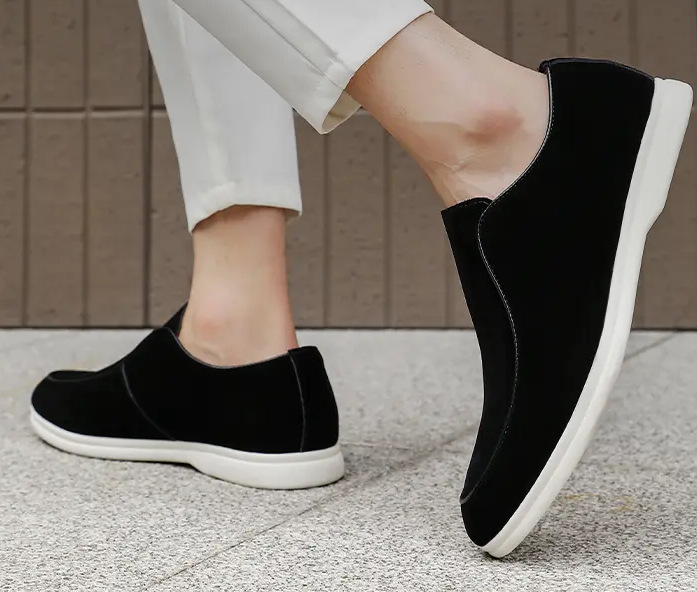 Mužské semišové loafers s gumovou podrážkou, priedušná PU podšívka, na jar a jeseň