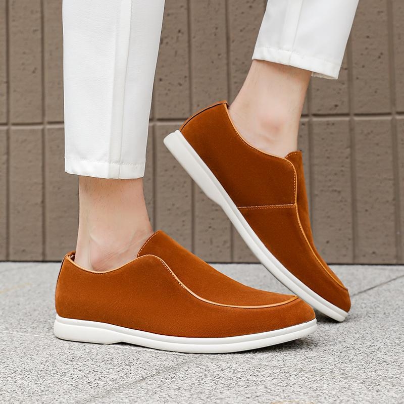 Mužské semišové loafers s gumovou podrážkou, priedušná PU podšívka, na jar a jeseň