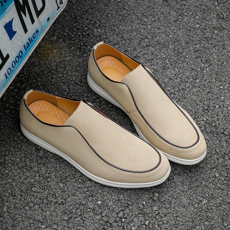 Mužské semišové loafers s gumovou podrážkou, priedušná PU podšívka, na jar a jeseň