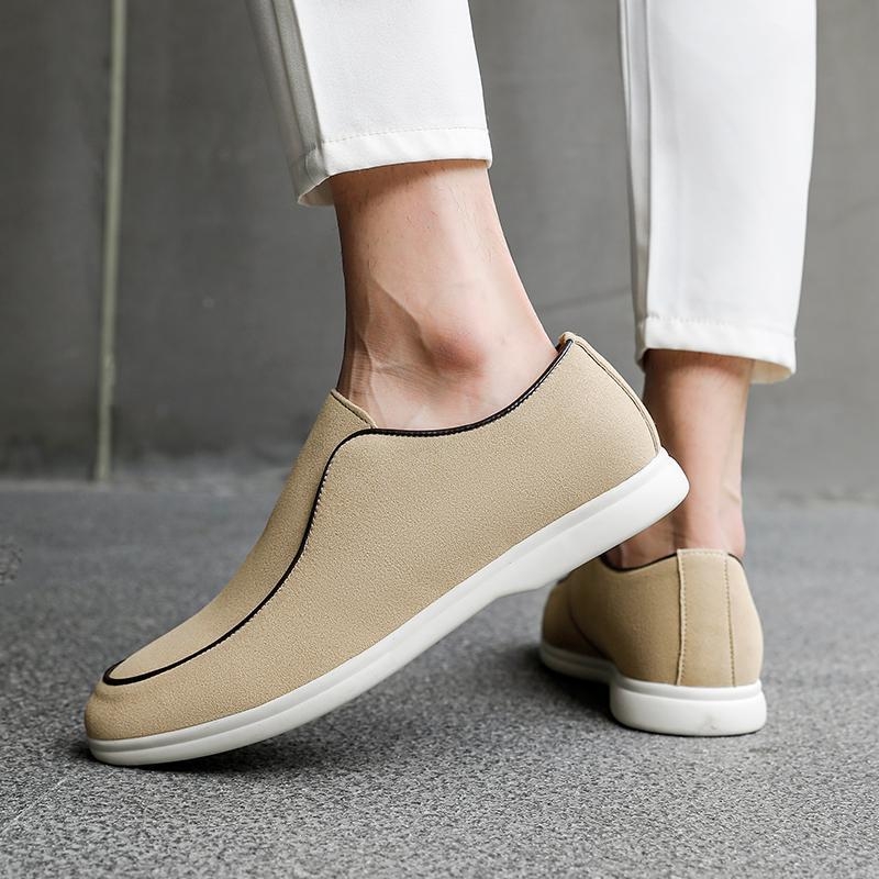 Mužské semišové loafers s gumovou podrážkou, priedušná PU podšívka, na jar a jeseň