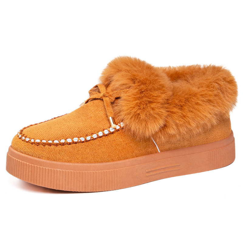 Női téli csizma velúr felsőrésszel, műszőrme bélés, alacsony szár, slip-on
