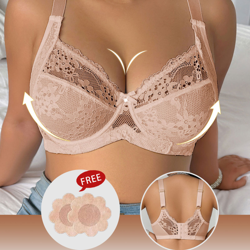 Krajkové push-up bustier s výstuhou, 3/4 košík, nylon