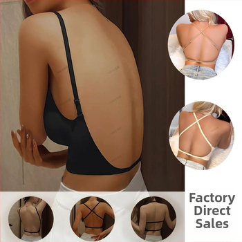 U-tvarovaná podprsenka na otvorený chrbát s push-up vložkami, bezšvový dizajn, pevné dvojité ramienka, nylon látka so spandex podšívkou