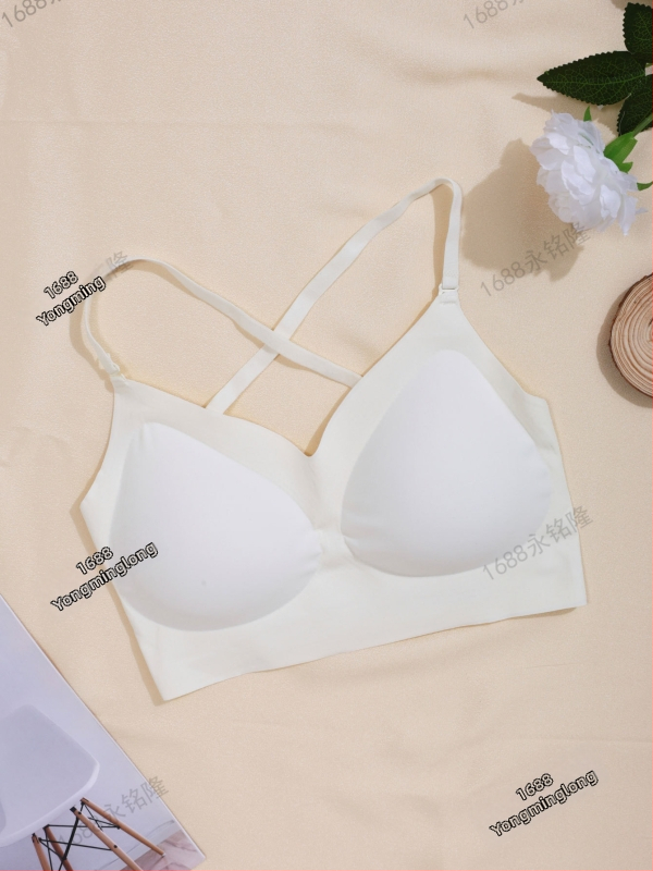 U-tvarovaná podprsenka na otvorený chrbát s push-up vložkami, bezšvový dizajn, pevné dvojité ramienka, nylon látka so spandex podšívkou