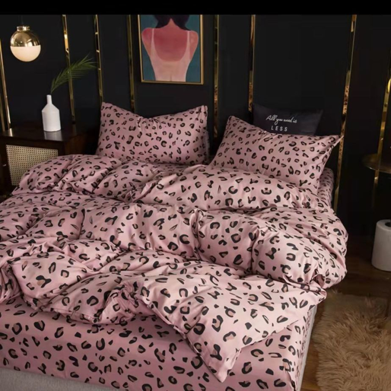 Štvordielna súprava bavlneného posteľného prádla, minimalistický nordický štýl, twill tkanina, reaktívna tlač a farbenie