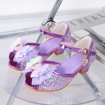 Detské sandále s vysokým podpätkom pre dievčatá – leto 2024, PU horný materiál, PU vložka, TPR podrážka, zapínanie na pracku