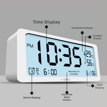 Deli elektronické budíkové hodiny s LCD displejom, napájané batériou, bohémsky štýl