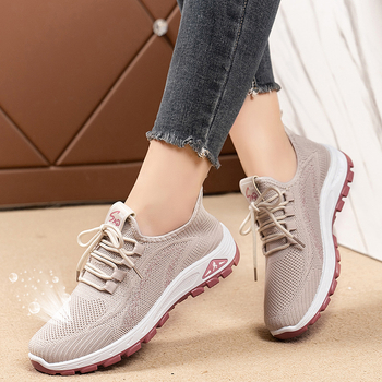 Naiste Fly-Knit kõndimiskingad, hingavad, libisemiskindla tald, madal ülaosa, ees nöörimisega kinnitatav, injekteeritud tald, igapäevaseks kasutamiseks