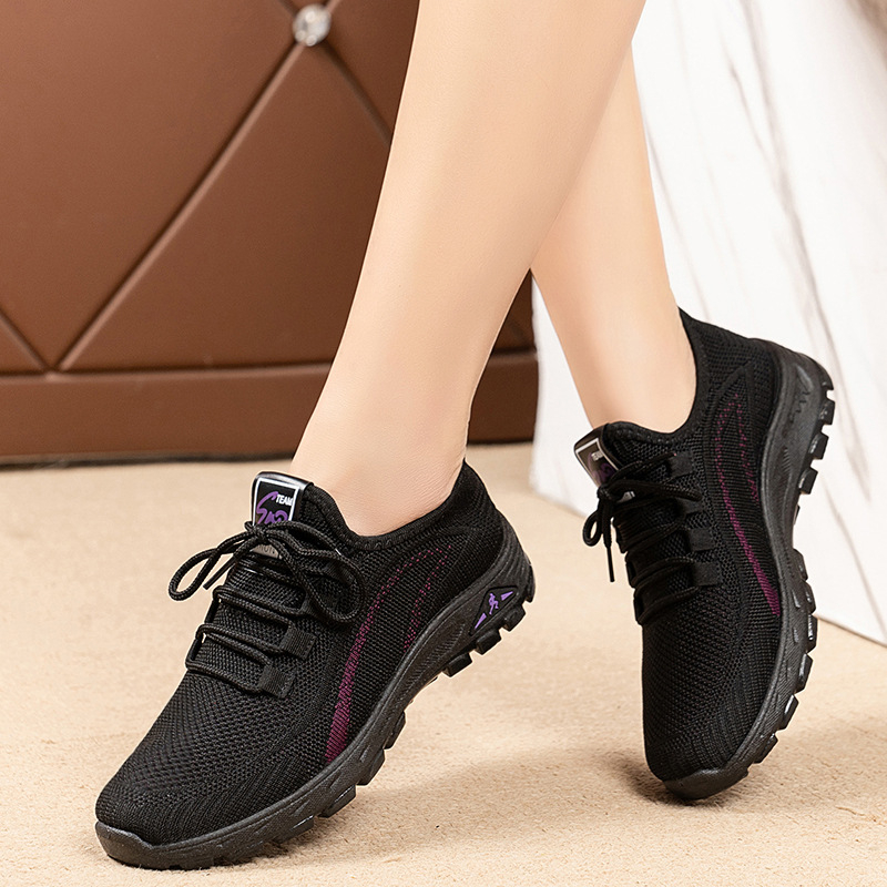 Naiste Fly-Knit kõndimiskingad, hingavad, libisemiskindla tald, madal ülaosa, ees nöörimisega kinnitatav, injekteeritud tald, igapäevaseks kasutamiseks