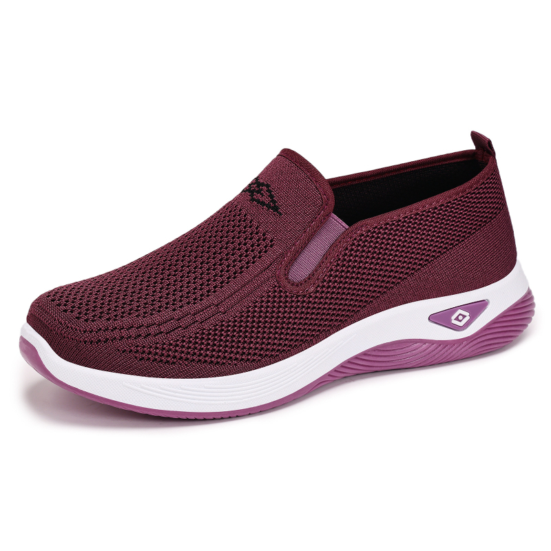 Őszi női vászoncipő – slip-on, légáteresztő felsőrész fly-weaving, kerek orr, sík PVC talp, textil bélés