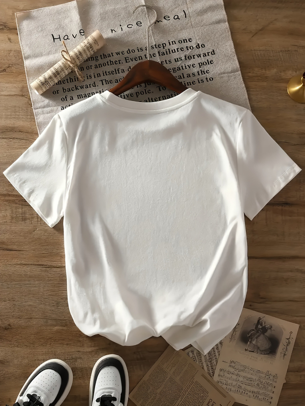 Ženski T‑shirt s tiskom slovima – Mercerizirana pamuka, okrugli izrez, kratki rukavi