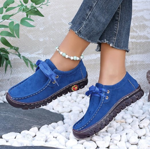 Loafer cipő – kerek orr, PU felső rész, patent bőr, Slip-On zárás