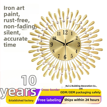 Nástenné hodiny JT1301 s kvarcovým pohonom, batériové napájanie, kovový ciferník, puzdro z umeleckého železa