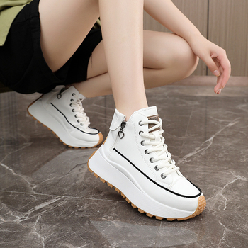 Pantofi sport dama cu platformă, fermoar lateral, PU partea superioară, talpă din cauciuc, înălțime toc 3–5 cm
