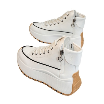 Pantofi sport dama cu platformă, fermoar lateral, PU partea superioară, talpă din cauciuc, înălțime toc 3–5 cm