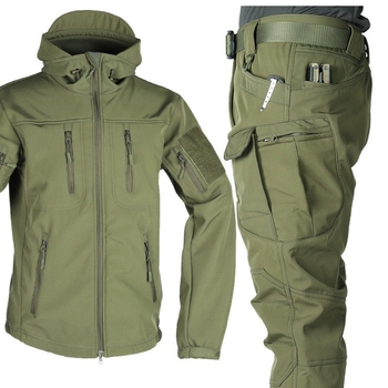 Tréningová uniforma z nylonu, soft shell set pre mužov, vzor: jednobarevný / kamufláž, zima, jar, jeseň