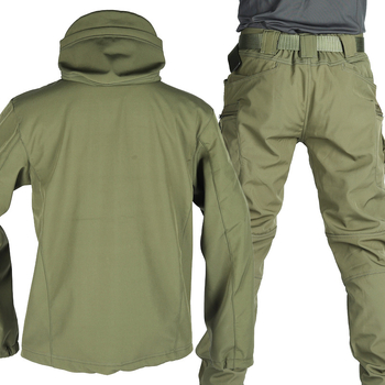 Tréningová uniforma z nylonu, soft shell set pre mužov, vzor: jednobarevný / kamufláž, zima, jar, jeseň