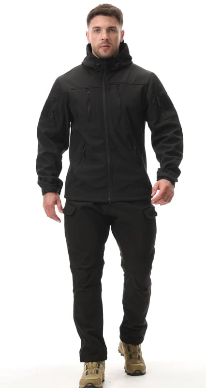 Tréningová uniforma z nylonu, soft shell set pre mužov, vzor: jednobarevný / kamufláž, zima, jar, jeseň