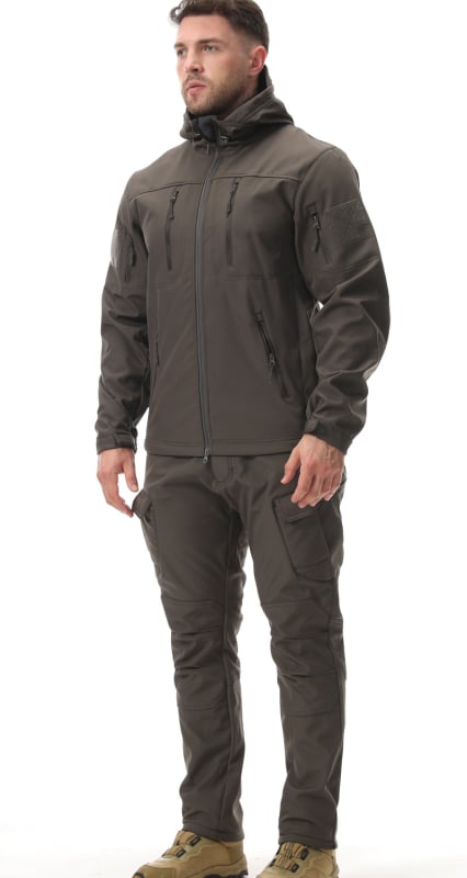 Tréningová uniforma z nylonu, soft shell set pre mužov, vzor: jednobarevný / kamufláž, zima, jar, jeseň