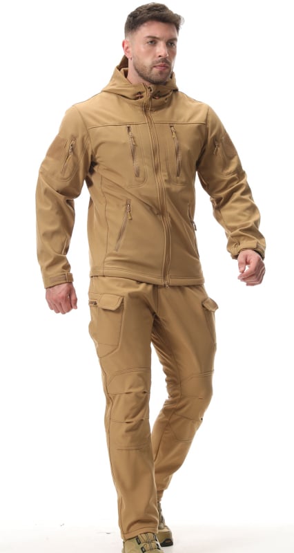 Tréningová uniforma z nylonu, soft shell set pre mužov, vzor: jednobarevný / kamufláž, zima, jar, jeseň