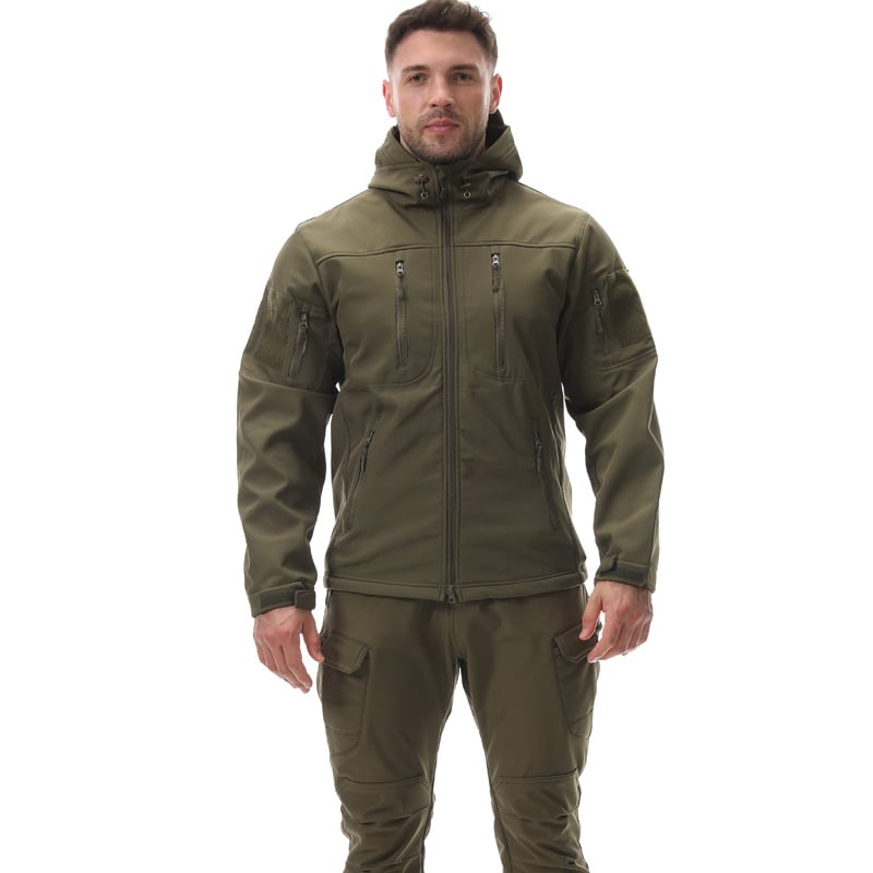 Tréningová uniforma z nylonu, soft shell set pre mužov, vzor: jednobarevný / kamufláž, zima, jar, jeseň