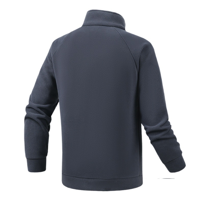 Muška jakna od flisa s stojećim ovratnikom, prednji zatvarač, debeli materijal, korejski stil
