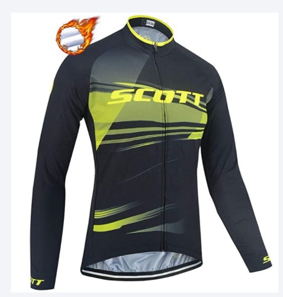 Zimná cyklistická bunda s fleecovou podšívkou, z polyesteru, s dlhými rukávmi, vhodná na cestný a horský bicyklizmus