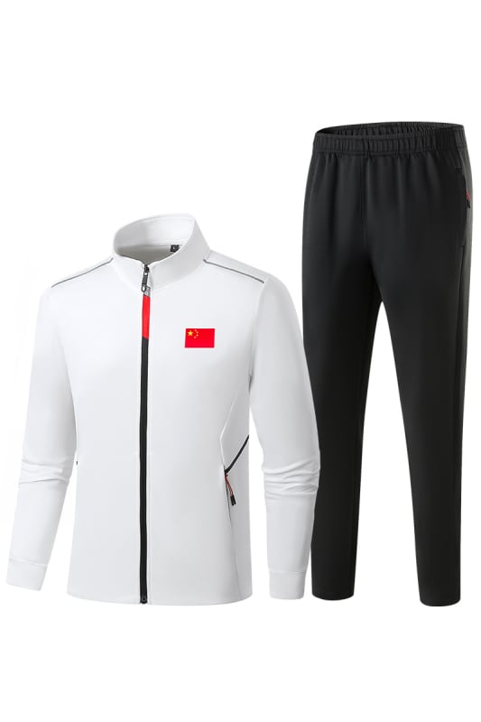 Unisex športový set pozostávajúci zo dvoma časťami so zapínaním na zips a nohavíc, 95% polyester, jarné-jesenné tréningové oblečenie