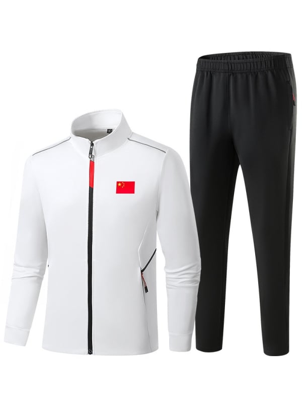 Unisex športový set pozostávajúci zo dvoma časťami so zapínaním na zips a nohavíc, 95% polyester, jarné-jesenné tréningové oblečenie