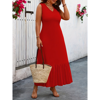 Maxi suknelė, siauras kirpimas, 7/8 rankovės, platus apykaklė, vidutinio elastingumo audinys (95% poliesteris, 5% elastanas)