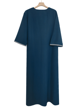 Pánsky marockého štýlu vyšívaný kaftan s bočnou kapsou, zmes polyester-spandex 95/5, vhodný pre štyri ročné obdobia, jar 2025 uvedenie