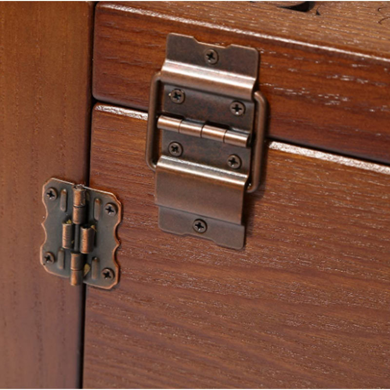 Fából készült vintage ékszertároló szekrény asztali smink-tükörrel és több rétegű rendezővel