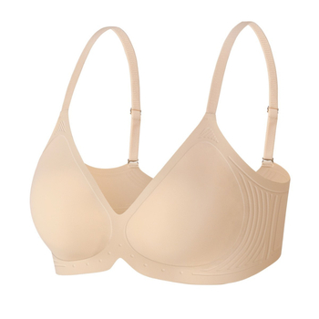 Športový podprsenka s mäkkou oporou a efektom push-up; nylonový materiál; tenké tvarované košíčky; pevné dvojité ramienka; vzadu tri rady háčikov.